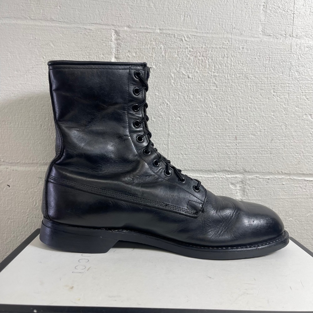 VTG Addison Shoe Company 97782 Black Leather Military Combat Boots Men's 9.5 W